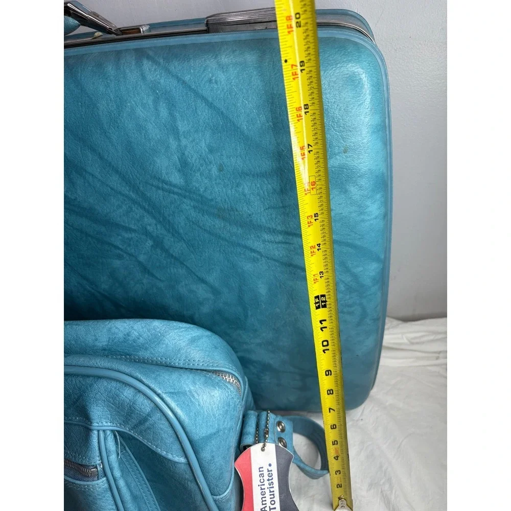 American Tourister Teal Blue Vintage Luggage Set 2 Piece Suitcase Carry On